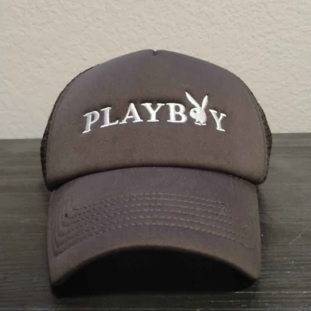 Authentic PLAYBOY Dark Brown Hat with White Logo